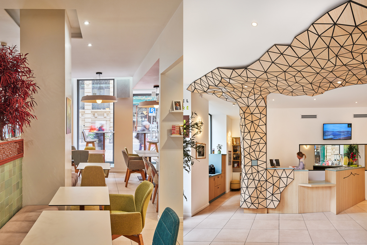 Salle de petit déjeuner et réception de l'Hôtel Carré Vieux Port à Marseille